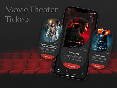 Movie Theater Tickets Booking App app booking cinema interface ios mobile movie netflix tickets ui ux