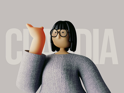 Claudia-Trinity 3d animation cartoon character female geometry girl graphic design illustration minimal mograph motion graphics