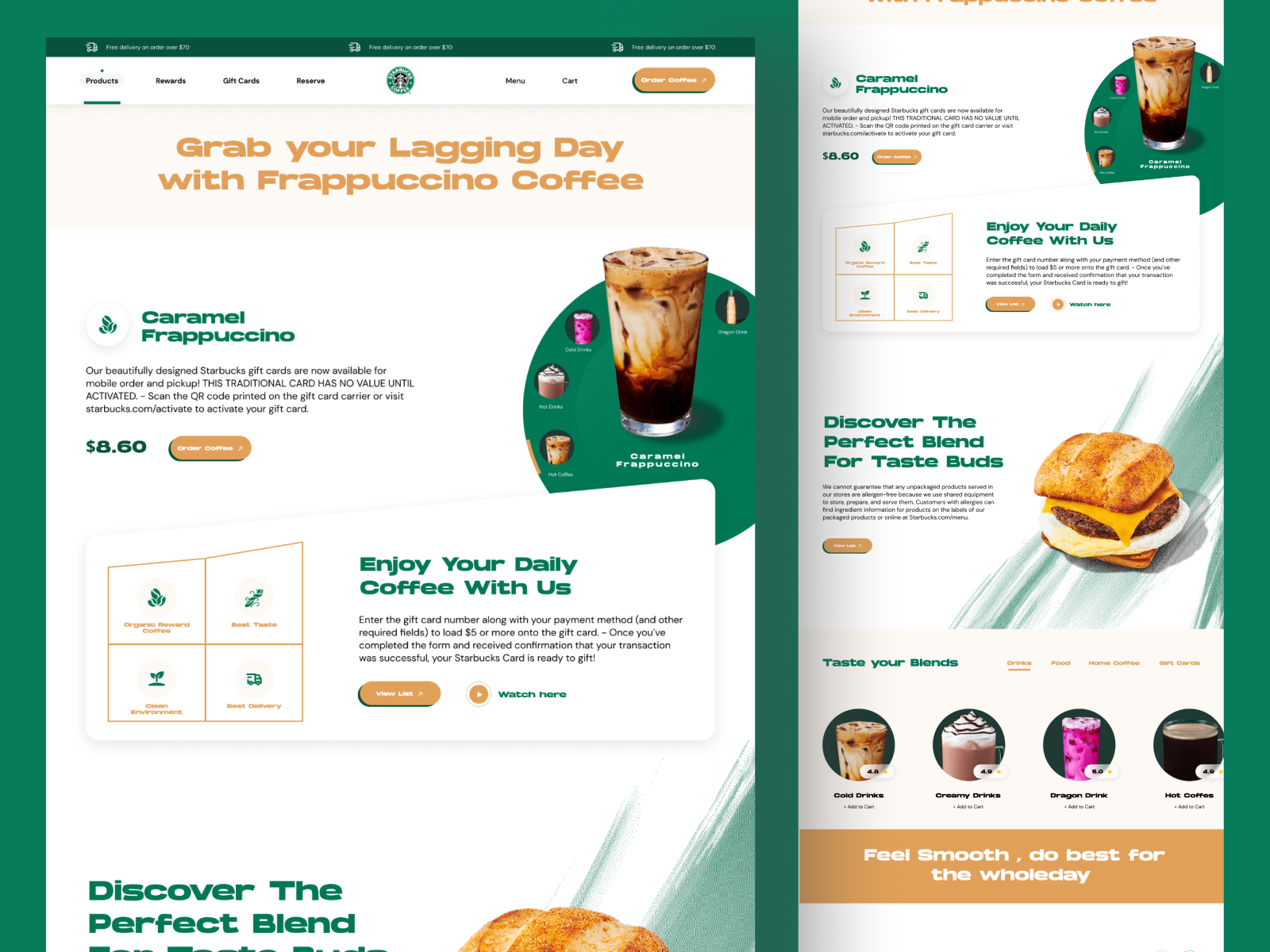 Starbucks Landing Page | Coffee Site Ui By Aqsa Nawaz On Dribbble