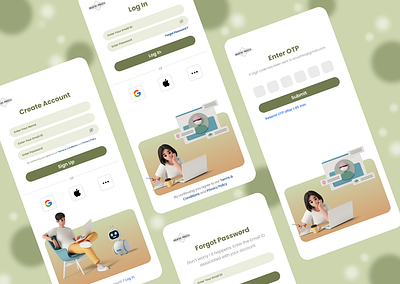 Mobile Sign up and Login Screens 3d animation app design branding daily ui daily ui challenge daily ui signup design graphic design illustration login ui logo mobile app mobile app ui motion graphics signup signup ui ui uiux user interface