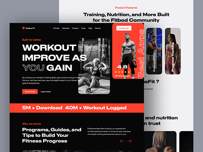 GladiusFit - Workout Assistance assistance branding darkmode design exploration fitness gym landing page landingpage logo productdesign sport training ui uidesign user interface web webdesign website workout