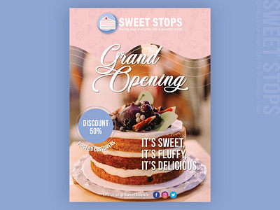 Poster bake shop bakery brand branding cake design graphic design illustration opening poster shop sweet