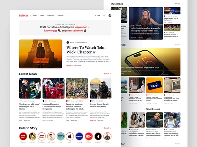 📰 Buletin - News Website article blog clean clean website feed information landing page news news landing page news web news website newspaper story ui uiux website