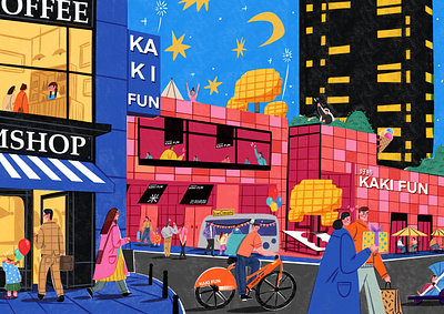 中海地产商业插画项目—完美的夏夜 illustration ipad ipad画画 商业插画 房地产 手绘 插画