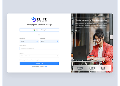 Elite Studios - Registration app branding design graphic design logo ui ui design ux uxui design web design website