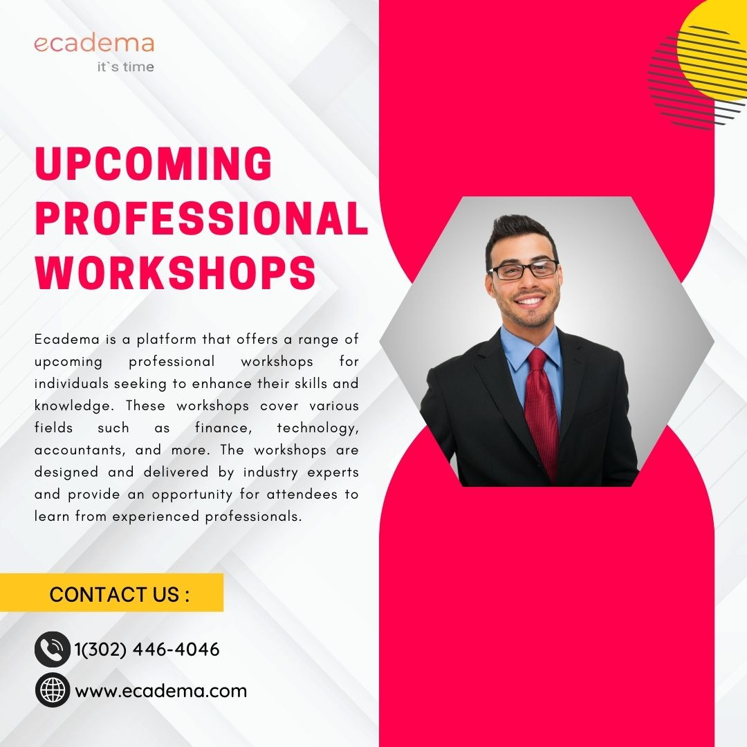 Upcoming Professional Workshops by ecadema on Dribbble