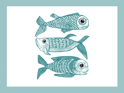 Hand Drawn Fishes 2d art creative digital art fish fishes flat hand drawn illustration old style pattern photoshop simple