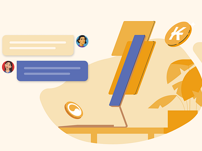 Illustrations for Karma`s On-boarding guide bright chat design guide icons illustration onboarding recognition remote teams slack teams