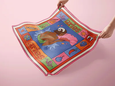 Illustration for silk scarf - Zodiac sign aries digital art fashion fashion illustration female character female illustration fierce illustration procreate scarf zodiac signs