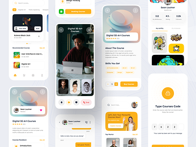 "Ngajar" Learning Courses - Mobile App - More screens clean courses education figma freelancer indonesian learing mobile app wireframe work