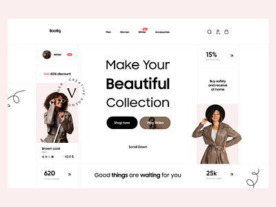 E-commers Website Design branding clean clothe ecommerce ecommerce web fashion web footer hero section home page landing layout modern online store product shopify shopping style trend ui website