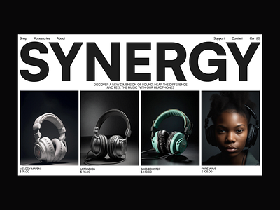 SYNERGY online store design e commerce headphone inspiration layot typography ui ux web web design