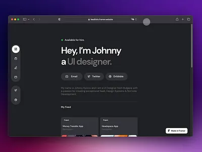 FeedFolio - Portfolio Template blog cv designer desktop feed framer landing portfolio product designer resume web web design