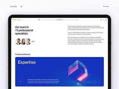 About page for corporate webiste Technodar about about company blue corporate mockup team team section ui ux uxui website