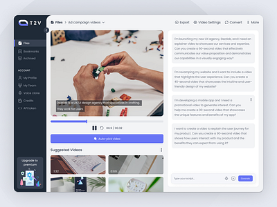 AI-powered Text to Video Generator ai dashboard ai tool ui ai video animated video dashboard design digital video marketing video product design text to video video advertising video automation video branding video content video creation video editing video generator video marketing video platform video production video storytelling