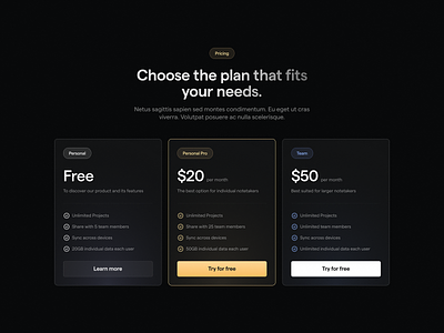 Notake ✦ Pricing Section design landing plan plans price pricing pricing card pricing section section template ui web web design website