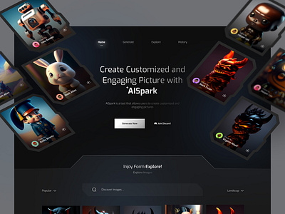 AiSpark ✨ | Ai Landing Page ai ai generate ai landing ai landing page ai web ai website artificial intelligence dark mode digital minimal modern robot smart trend ui voice commands web web design website website design