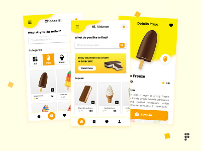 Ice Cream App - UI Design application design figma graphic design ice cream ice cream app illustration ui ui design