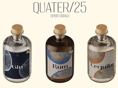 Quater/25 Branding branding gin graphic design logo packaging rum spiritdrinks teguila vector