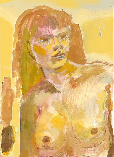 yellow gouache portrait design illustration portrait queer art