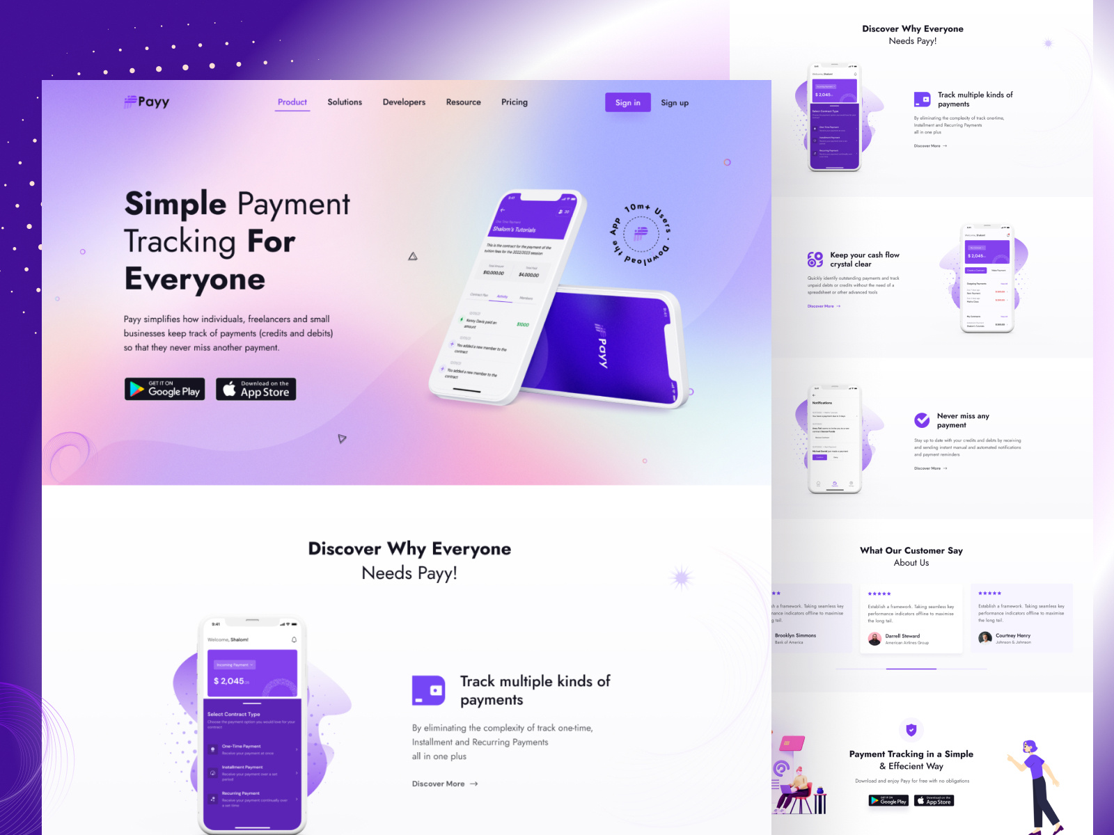Payy - App Landing Page app app landing page application design graphic design landing page minimal clean design ui uiux design ux web design