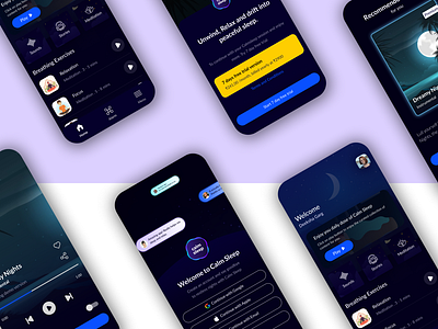 Mobile App UI design: Night mode with cosmic effect- simple ui 2d app design app ui app ui design branding dark mode design figma design meditation app mobile app mobile app design music night mode onboarding screen payment plan payment subscription ui ux