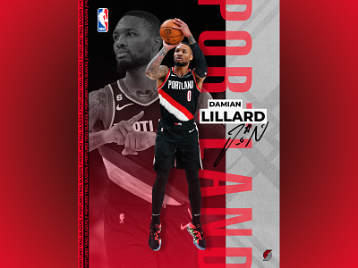Damian Lillard - NBA Poster basketball dame time damian lillard design graphic design nba nba art nba poster portland trail blazers sports design