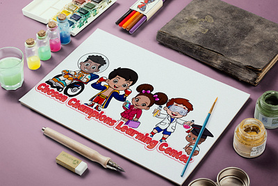 Champions learning center boys branding cartoon character colorful concept design design character fiverr girls graphic design illustration jobs kids learning center logo share