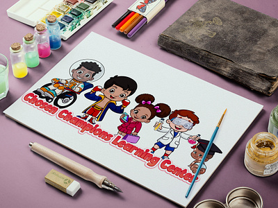 Champions learning center boys branding cartoon character colorful concept design design character fiverr girls graphic design illustration jobs kids learning center logo share