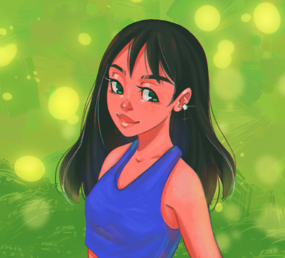 SPRING DAY anime art character character art character creation digital art female girl green illustration smile spring