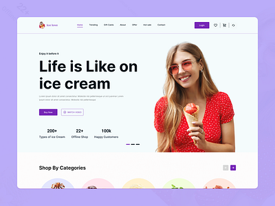 Ice-Cream Shop Landing Page cold food cpdesign cream creativepeoples dessert food food and drink head shot ice ice cream landing page ice cream shop ice cream website iceberg icecream landing page order ice cream snow trending web web design