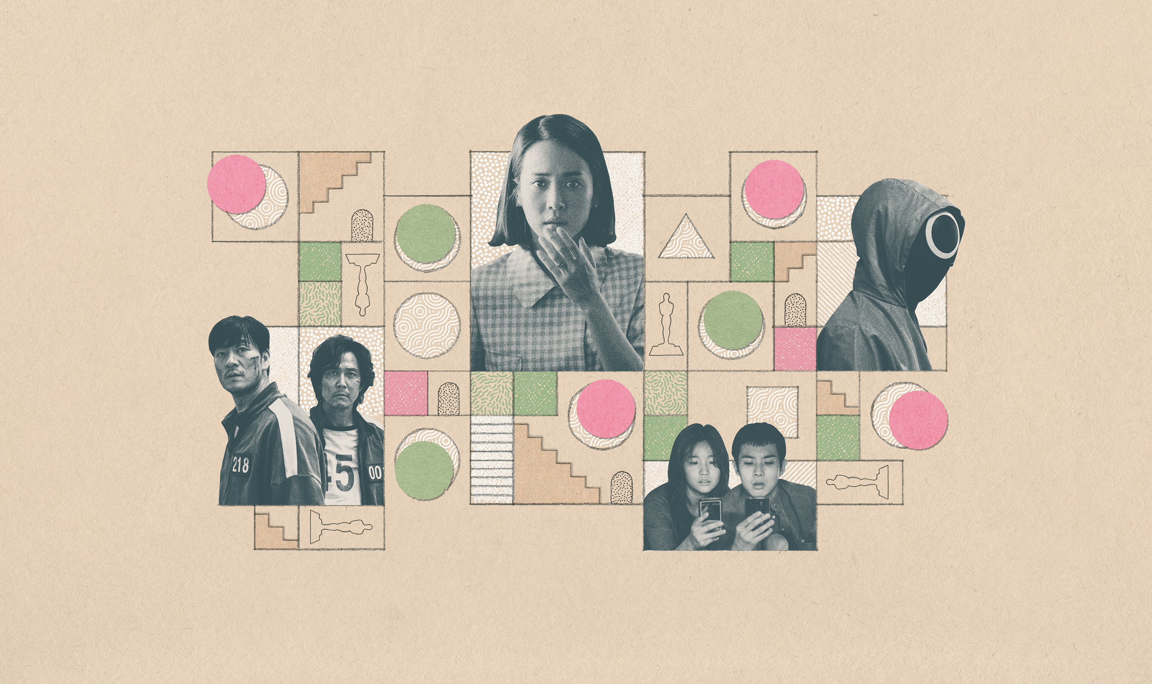 Billboard: K-Pop Strategy art blackpink boardgame bts collage design digital art editorial illustration k pop korea magazine movie oscars parasite squid game