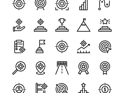 Goals icon set with line style business design design graphic goals graphic design icon icon design icon set iconography icons illustration logo outline project target ui vector