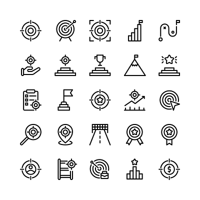 Goals icon set with line style business design design graphic goals graphic design icon icon design icon set iconography icons illustration logo outline project target ui vector