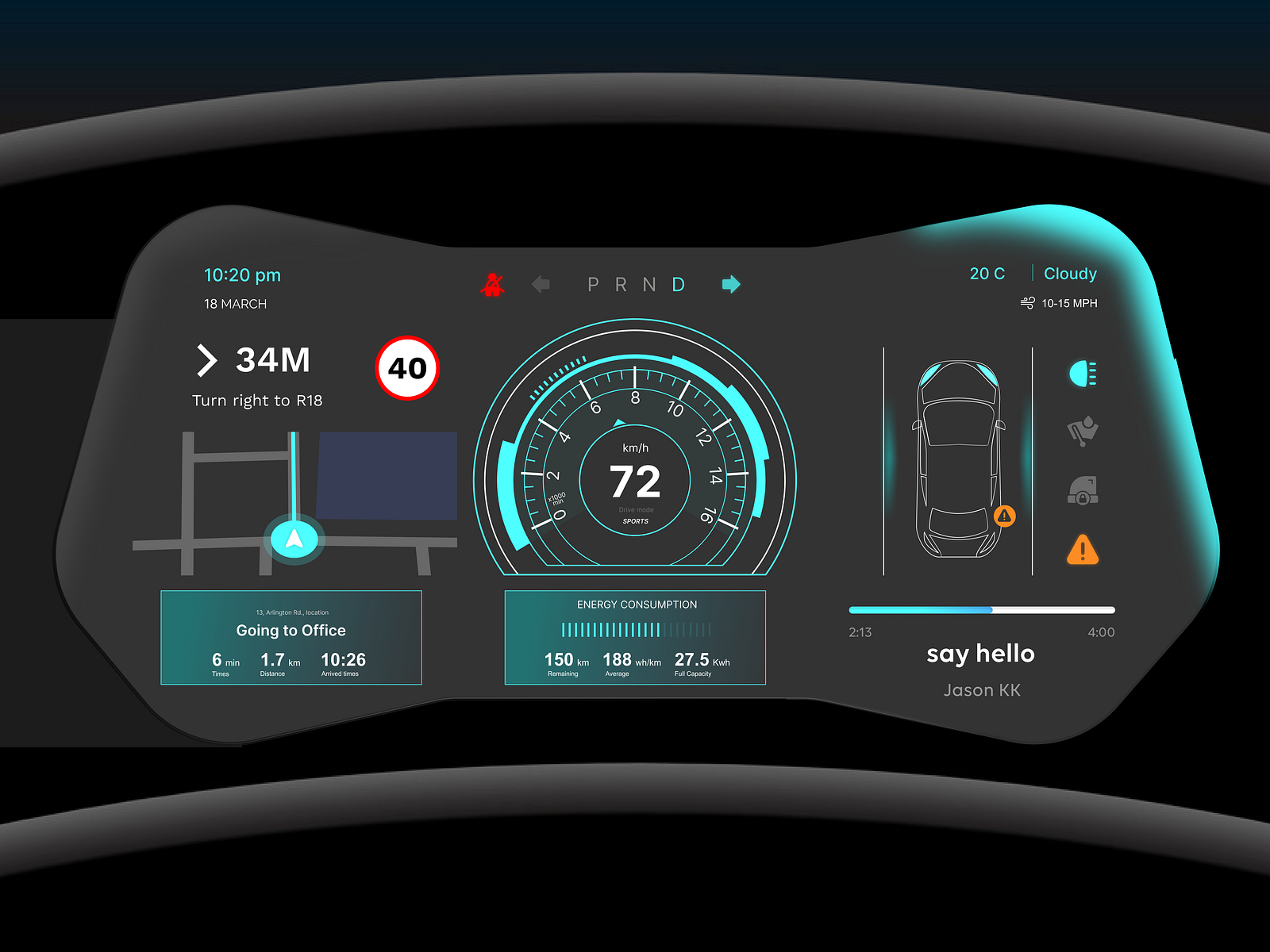Daily UI Challenge 42 Car Interface by Andrew Siu on Dribbble