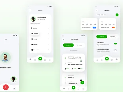 Profile and Payment Mobile App UI/UX app ui taxi app home page taxi app ui taxi design ui