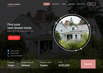 Real Estate Hero Section Design dark theme design hero section real estate ui uidesign webdesign webpage