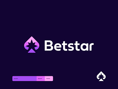 Betstar bet branding cambling cards casino explosion fold hype light logo logo designer modern no gradients software space spade spades star startup symbol