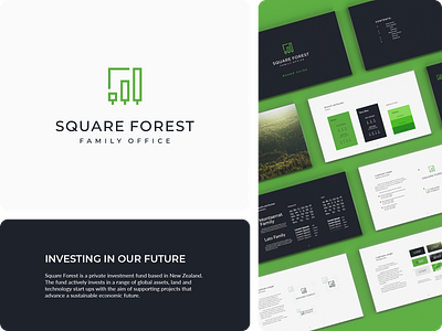Square Forest | Brand Identity brand design brand guide branding clever corporate double meaning forest fund geometric logo graph growth invetments logo logo design logotype minimalist minimalist logo nature square tree