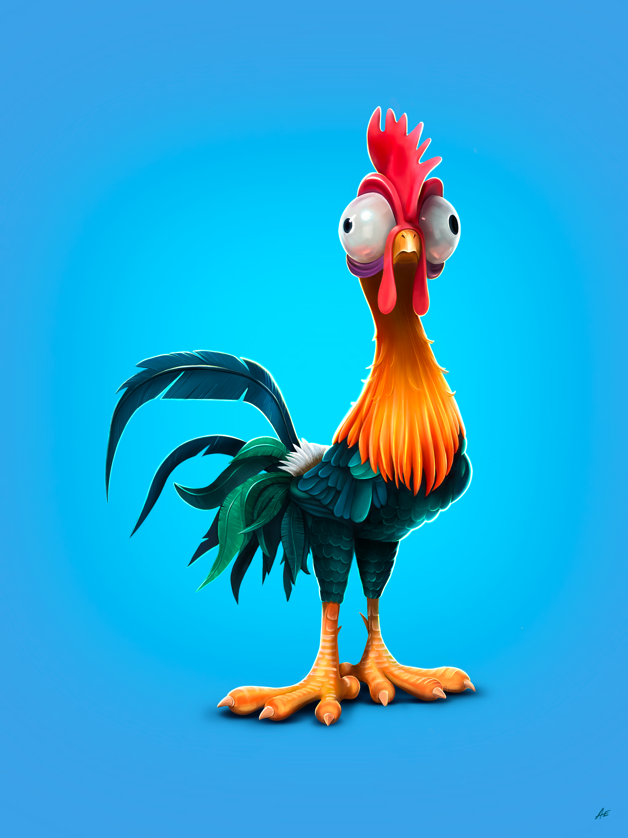 Hei Hei chicken digital art disney fanart funny hei hei illustration moana video