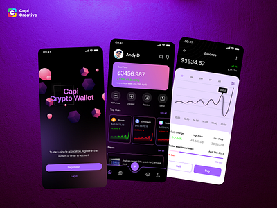 Crypto - Mobile App Ui Design Concept app design crypto crypto app crypto app design home page app design login page app design mobile mobile app mobile app design ui ui design