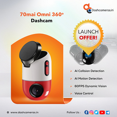 70mai Omni 360 Dashcam 70mai best dash cam in india dashcameras design illustration omni 360 dash cam thinkware