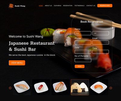 Hero section for a Japanese restaurant dark theme design food hero section reservations restaurant sushi ui ui design web design