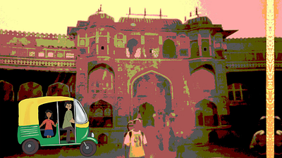 Animation: Auto Rickshaw Ride after effects animation hand drawn motion design moving background photography