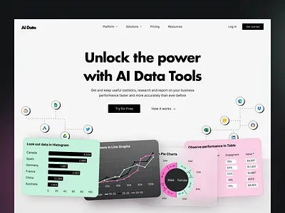AI Data - AI Platform ai analysis analytics artificial intelligence data home page design homepage platform product page design tool ui uiux web web design web page web site webdesign webpage website
