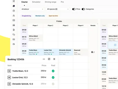 Bookings schedule application appointments calendar classes dashboard filtering schedule user experience ux