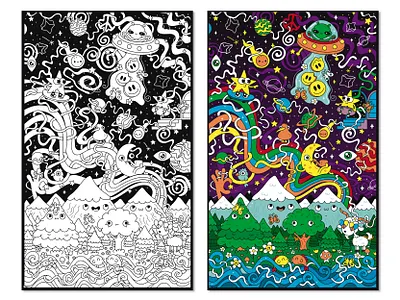 Trippy cosmos 60s acid alien art cartoon character cosmic cosmos cute groovy illustration kawaii lsd nature poster psychedelic space trip trippy ufo