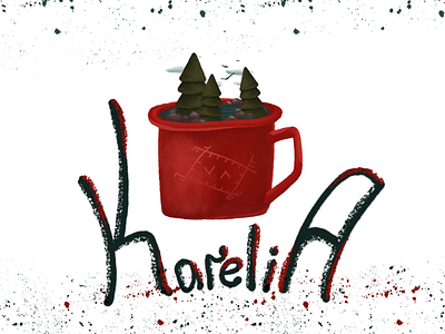 Karelia in a cup cup forest graphic design illustration karelia logo postcard