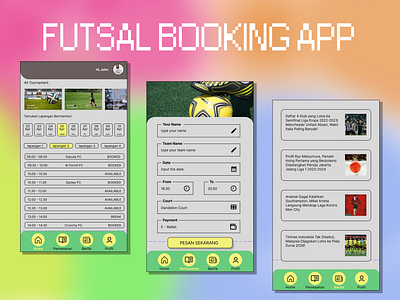 Futsal Booking App Exploration ball branding futsal graphic design logo mobile soccer sport ui