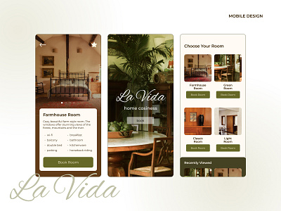 Mobile design concept for Hotel aesthetic app book booking concept cozy design eco green hotel mobile nature room site ui web website